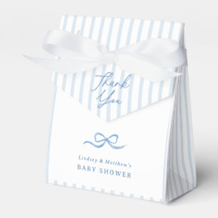 Preppy Stripes Blue Bow Baby Shower Favor Box