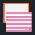 Preppy Stripes Pink & Orange Cute Girly Card<br><div class="desc">This preppy design features space for a name on the front and plenty of blank space for a note on the back. Click the customize button if you would like to move/scale the images and further modify the text! Variations of this design, additional colours, as well as coordinating products are...</div>