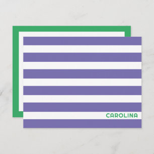 Preppy Stripes Purple & Bright Green Cute Girly Card