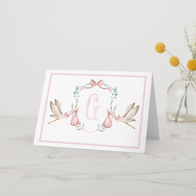 Preppy Sud rose fille Carte de remerciements (Recto)