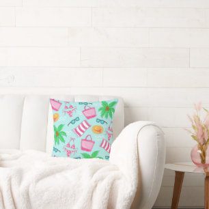 Preppy Summer Beach / Coastal  Throw Pillow