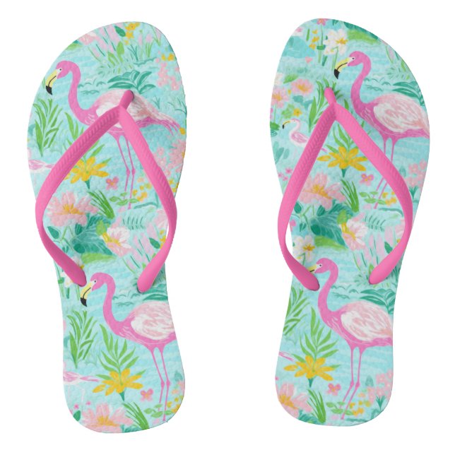 Preppy Summer Flamingo Flip Flops (Footbed)