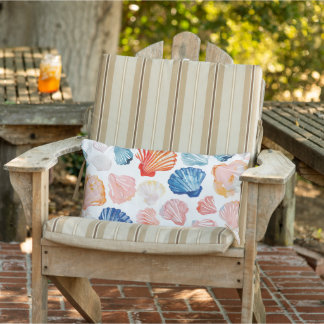Preppy Summer Seashell Outdoor Pillows