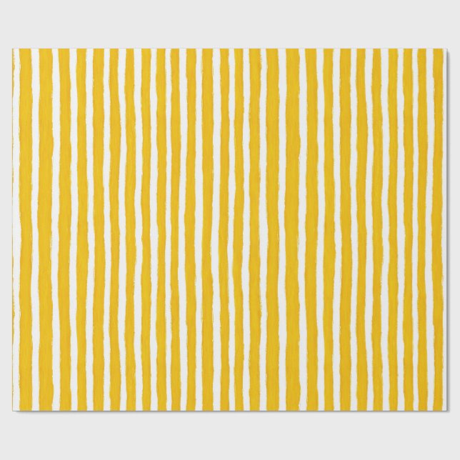 Preppy Summer Yellow and White Wrapping Paper (Flat)