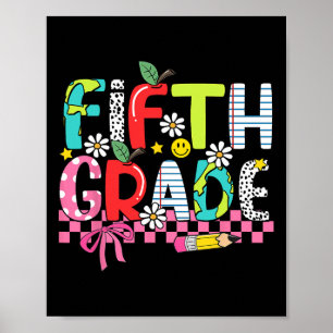 Preppy Supplies Fifth Grade Happy Last Day Of Scho Poster