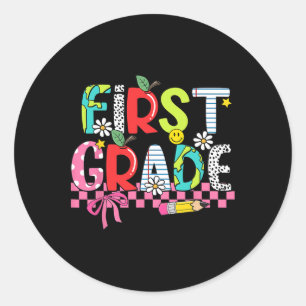 Preppy Supplies First Grade Happy Last Day Of Scho Classic Round Sticker