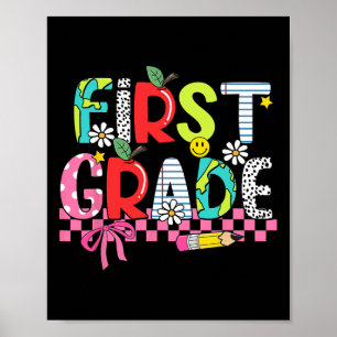 Preppy Supplies First Grade Happy Last Day Of Scho Poster