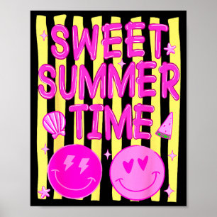 Preppy sweet summer time face emoticon meme womens poster