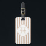 Preppy Tan Painted Stripes Monogram and Name Luggage Tag<br><div class="desc">Add fashion and flair to your travel style with this preppy tan and white distressed painted stripes luggage tag. Personalize this cute and stylish light brown design by adding the name and monogram initial of the fashionable young woman.</div>