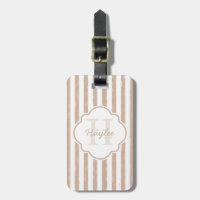 Preppy Tan Painted Stripes Monogram and Name