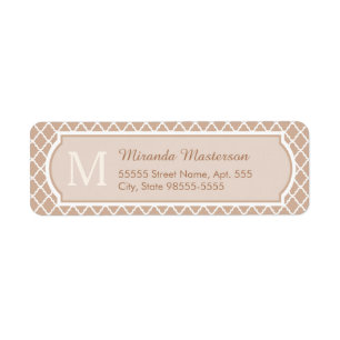 Preppy Tan Quatrefoil Mongogram With Name