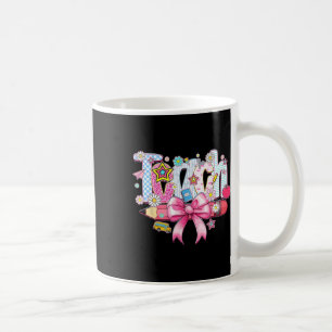 Preppy Teach Teacher Pink Floral Coquette Pencil B Coffee Mug