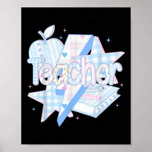 Preppy Teacher Floral Coquette, Teach Love Inspire Poster