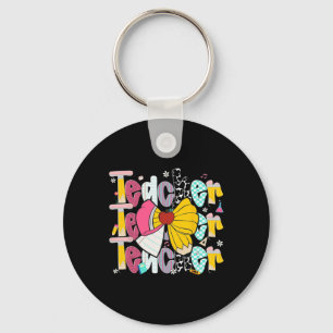 Preppy Teacher Pencil Coquette Bow Teacher Back To Keychain