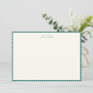 Preppy Teal Blue Gingham Plaid Personalized Name Card