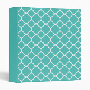 Preppy Teal Quatrefoil Binder