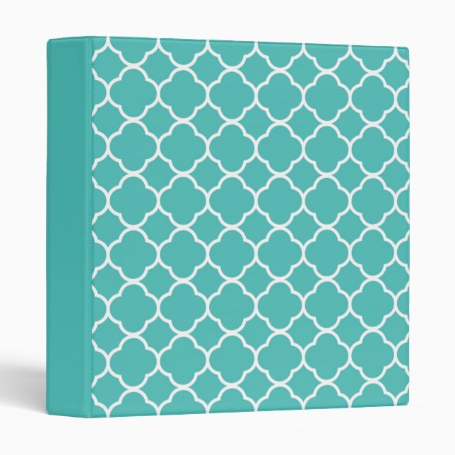 Preppy Teal Quatrefoil Binder (Front/Spine)