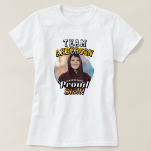 Preppy Team [Last Name] Proud Mom Grad Photo T-Shirt