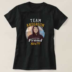 Preppy Team [Last Name] Proud Mom Grad Photo T-Shirt
