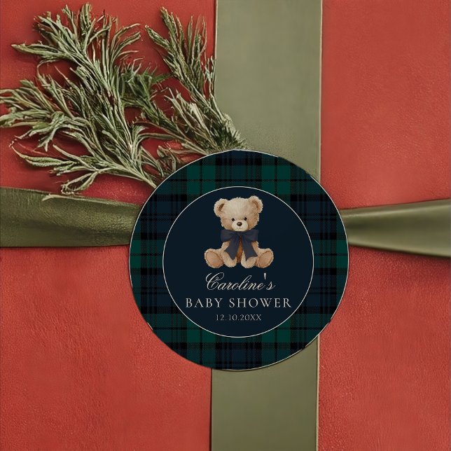 Preppy Teddy Bear Baby Shower Sticker (Créateur téléchargé)