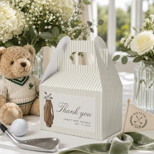 Preppy Teddy Bear Golf Baby Shower New to the Club Favor Box