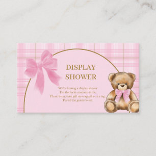 Preppy Teddy Bear Pink Plaid Display Shower Card