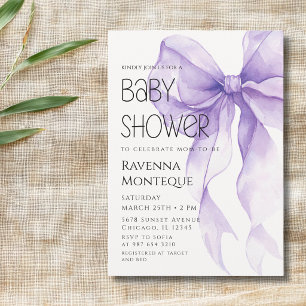 Preppy Template Lilac Bow Coquette Baby Shower