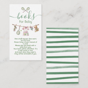 Preppy Tennis Boy clothesline books for baby Enclosure Card