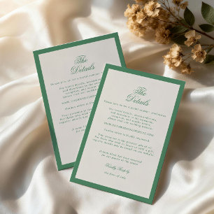 Preppy Tennis Club Green Wedding Details Card