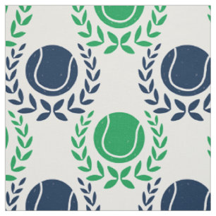 Preppy Tennis Laurel - Green & Navy Fabric