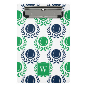 Preppy Tennis Laurel Wreath - Navy & Green Mini Clipboard