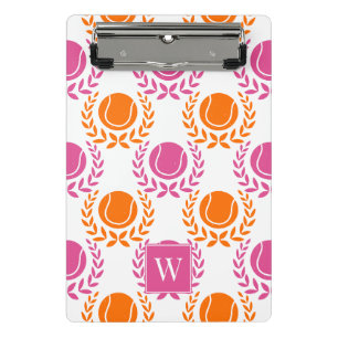 Preppy Tennis Laurel Wreath - Orange & Hot Pink Mini Clipboard
