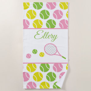 Preppy Tennis Personalized Beach Towel