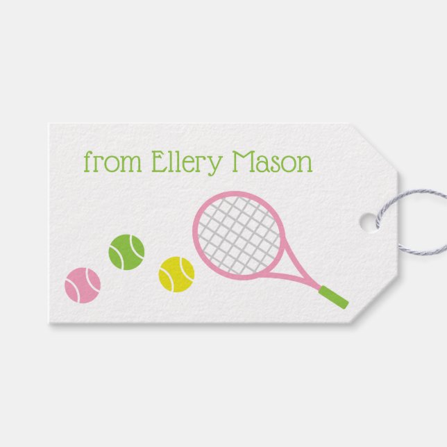 Preppy Tennis Personalized Gift Tags (Front (Horizontal))