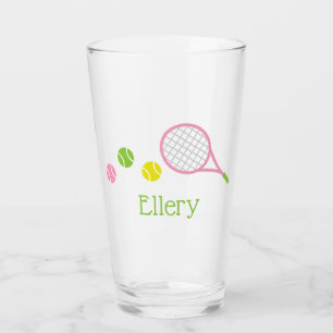 Preppy Tennis Personalized Glass Tumbler