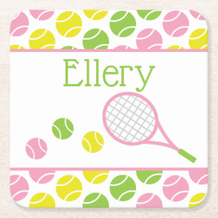 Preppy Tennis Personalized Paper Coasters