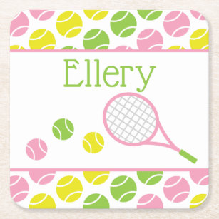 Preppy Tennis Personalized Paper Coasters