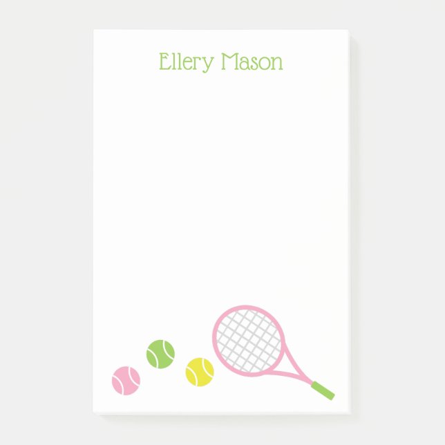 Preppy Tennis Personalized Post-it Notepad (Front)