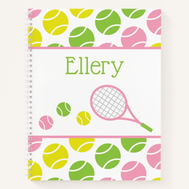 Preppy Tennis Personalized Spiral Notebook (Front)
