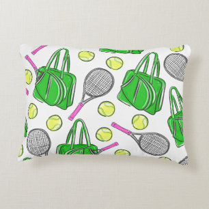 Preppy Tennis Racquets Green Pattern  Accent Pillow