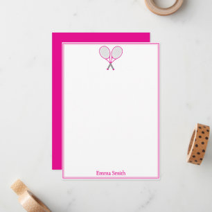   Preppy Tennis Stationery Monogram Flat Note Card