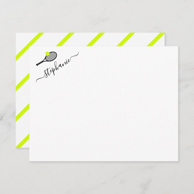 Preppy Tennis Stripe Personalized Note Card (Front/Back)