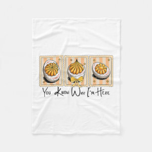 Preppy Thanksgiving You Know Why I'm Here Deviled  Fleece Blanket