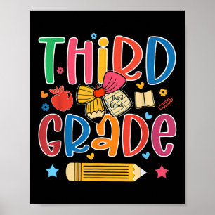 Preppy Third Grade Back To School 3rd Grade Teache Poster