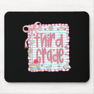 Preppy Third Grade Back To School Coquette 3rd Gra Mouse Pad