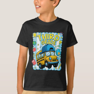 Preppy Third Grade Back To School Funny School Bus T-Shirt