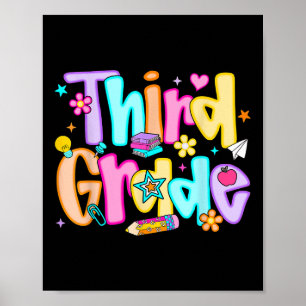 Preppy Thirt Grade Back To School 3rd Grade Teache Poster