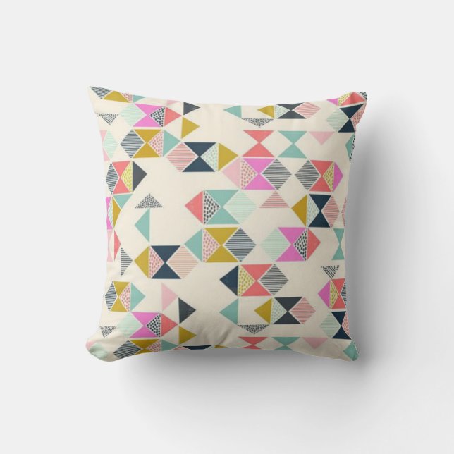 Preppy Triangles Throw Pillow (Front)