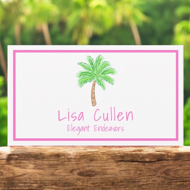 Preppy Tropical Palm Tree Custom Business Card (Creator Uploaded)
