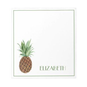 Preppy Tropical Pineapple Personalized Notepad
